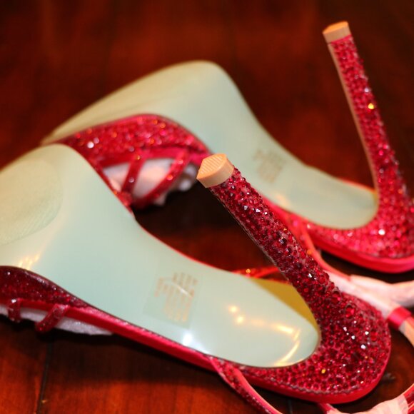 FINAL OFFER! - NWT Betsey Johnson Red Sparkle Blue Heels - 10 - Picture 10 of 15
